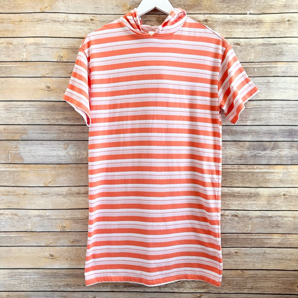 Abound Organic Cotton Hooded Stripe Swim Cover Up Mini Dress Size XXS NWOT
